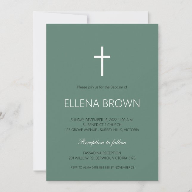 Invitation de Christening minimaliste (Devant)