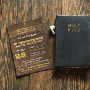 Invitation de Christening Or Barnwood