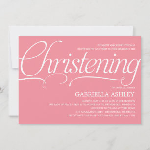 Invitation de Christening Script - Rose