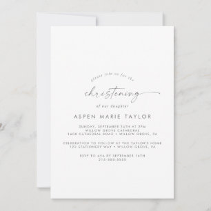 Invitation de Christening Script Silver Moderne