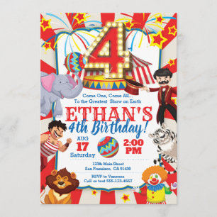 Invitation de Circus Party pour le 4e anniversaire