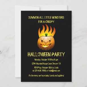 Invitation de citrouille brûlante d'Halloween effr