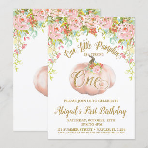 Invitation de citrouille, premier anniversaire de