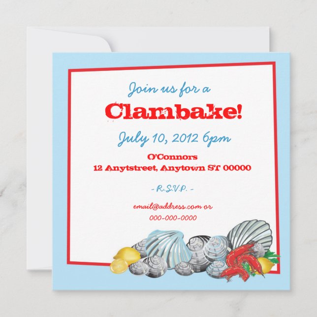 Invitation de clambake (Devant)