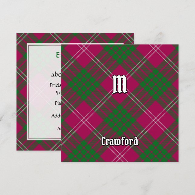 Invitation de Clan Crawford Tartan (Devant / Derrière)