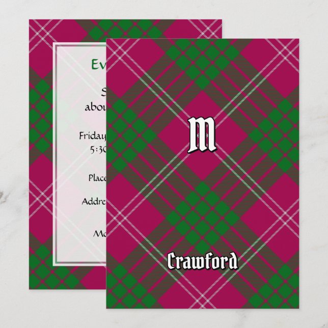 Invitation de Clan Crawford Tartan (Devant / Derrière)