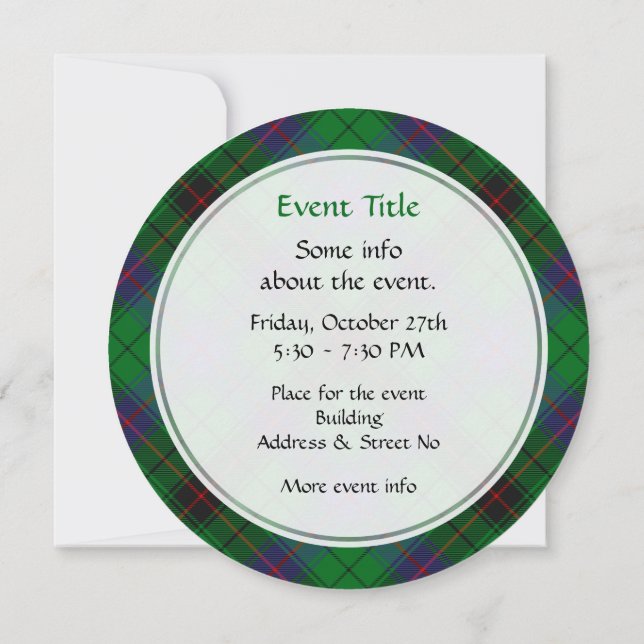 Invitation de Clan Davidson Tartan (Dos)