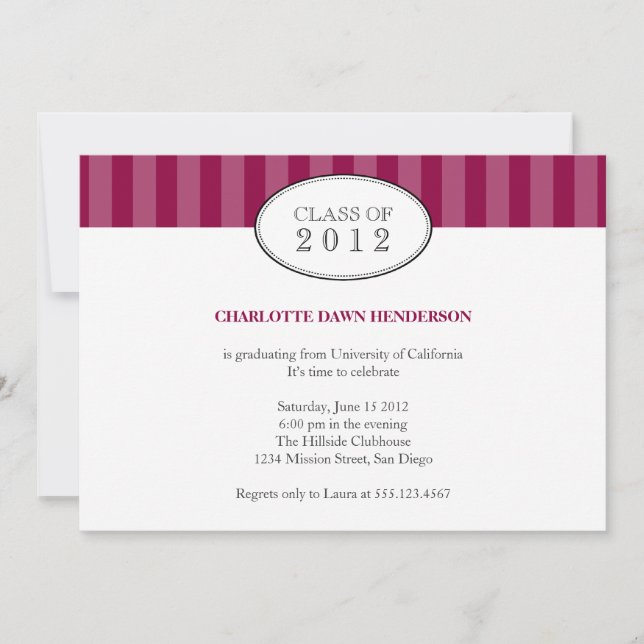 Invitation de classe de graduation de maroon de bo (Devant)