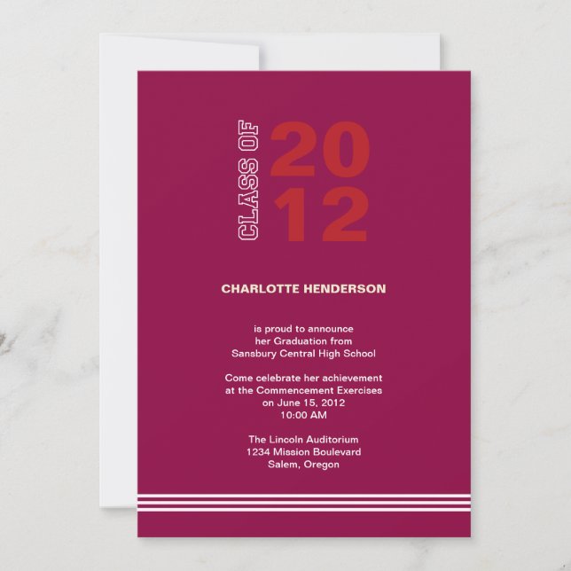 Invitation de classe de remise de diplômes de la b (Devant)