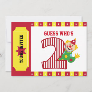 Invitation de clown de cirque de 2e anniversaire