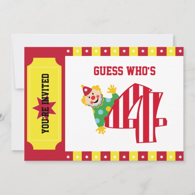 Invitation de clowns du cirque d'anniversaire (Devant)