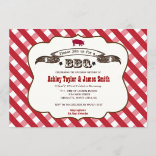 Invitation de cochon BBQ Plaid