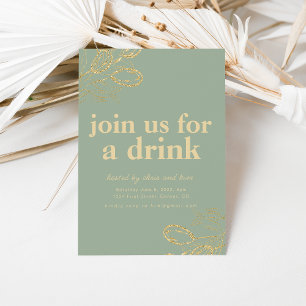Invitation de cocktail de dîner vert sauge et or