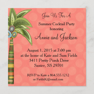 Invitation de cocktail de palmier d'été couleur