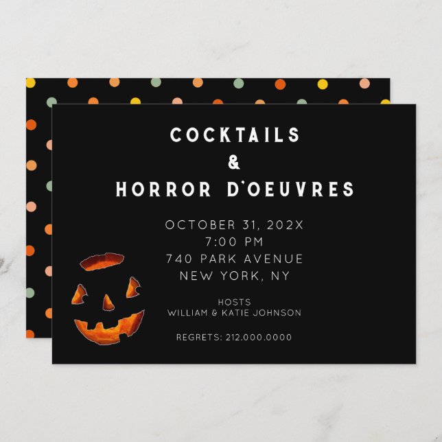 Invitation de Cocktail Halloween pour adultes (Devant / Derrière)