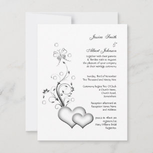 Invitation de coeur noir&blanc mariage
