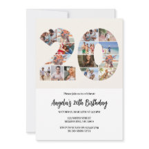 Invitation de collage de photos pour 20e anniversa