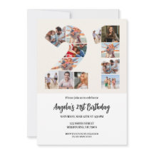 Invitation de collage photo pour 21e anniversaire