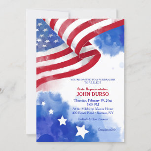 Invitation de collecte de fonds American Flag Wate