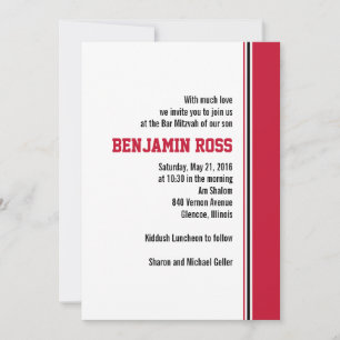 Invitation de College Stripe Bar Mitzvah