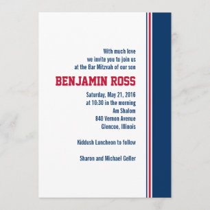 Invitation de College Stripe Bar Mitzvah
