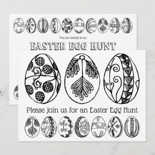 Invitation de coloriage de chasse aux oeufs de Pâq