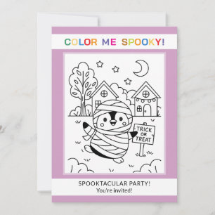 Invitation de coloriage d'Halloween de manchot mig