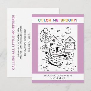 Invitation de coloriage d'Halloween de pingouin po