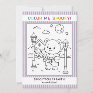 Invitation de coloriage d'Halloween Ourson et Fant