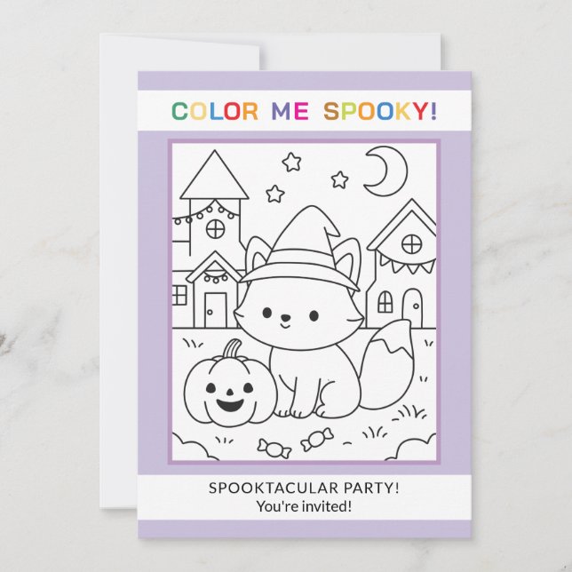 Invitation de coloriage d'Halloween pour enfants a (Devant)
