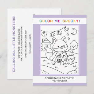 Invitation de coloriage Halloween Animaux & Citrou