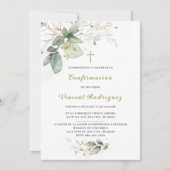 Invitation De Confirmación Católica con Diseño Elegante en Ve (Devant)
