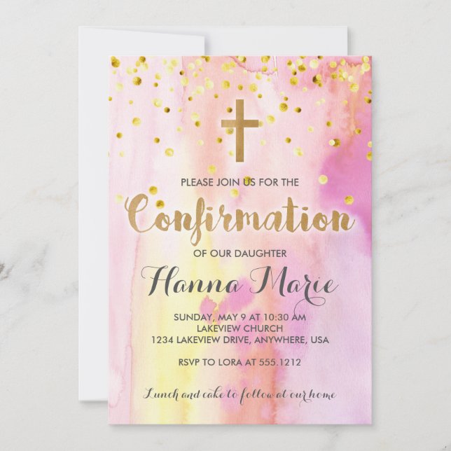 Invitation de confirmation aquarelle moderne (Devant)