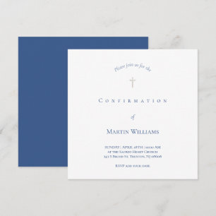 invitation de confirmation blanche et bleue