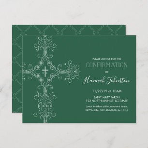 Invitation de confirmation, croix, monogramme ;