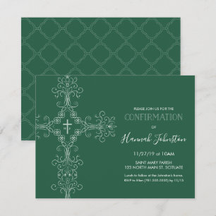Invitation de confirmation, Croix, Monogramme; Gar