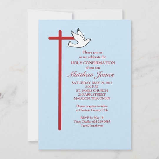 Invitation De Confirmation Croix Rouge Et Dove Lt Zazzle Fr