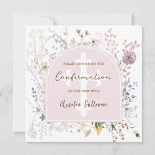 Invitation de confirmation d'arc Fleur sauvage