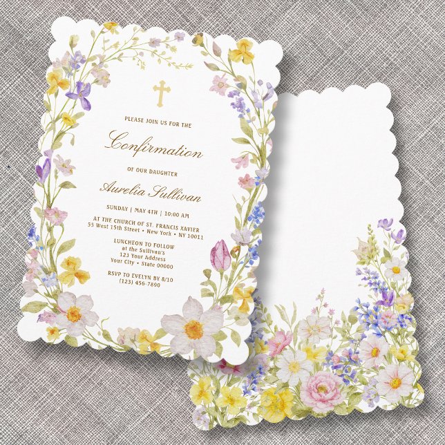 Invitation de confirmation de cadre de fleurs de p (Créateur téléchargé)