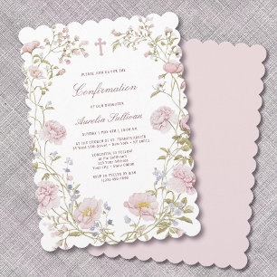 Invitation de confirmation de cadre floral rose