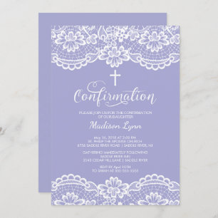 Invitation de confirmation de dentelle Vintage vio