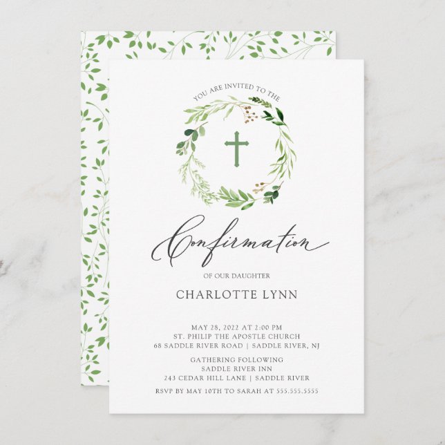 Invitation de confirmation de feuille botanique (Devant / Derrière)