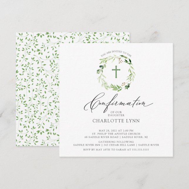 Invitation de confirmation de feuille botanique (Devant / Derrière)