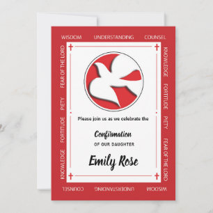 Invitation de confirmation de fille rouge avec col