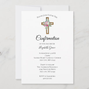 Invitation de confirmation de fleurs de croix en b