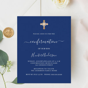 invitation de confirmation de la Croix bleue marin