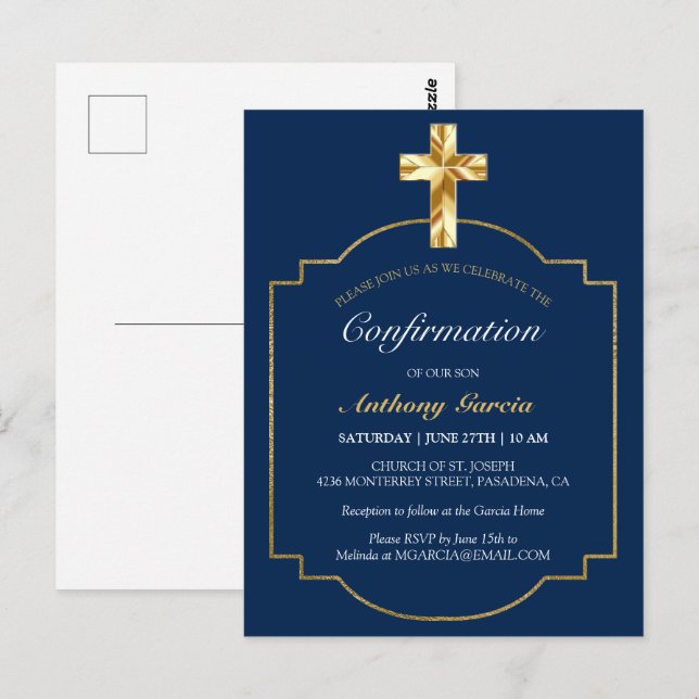Invitation de confirmation de la Croix d'or de la  (Devant / Derrière)