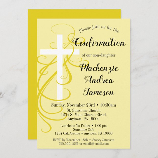 Invitation de confirmation de la croix du torse ja (Devant / Derrière)