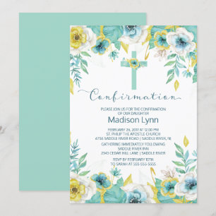 Invitation de confirmation de la croix florale de
