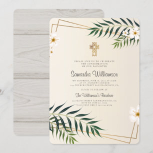 Invitation de confirmation de la croix florale géo